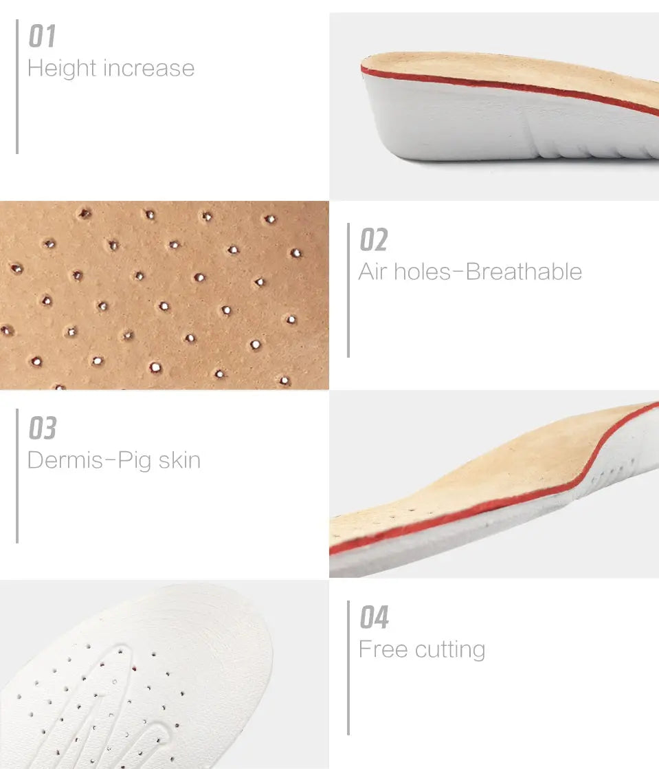Height Increase Flat Foot arch support EVA Pigskin Insoles